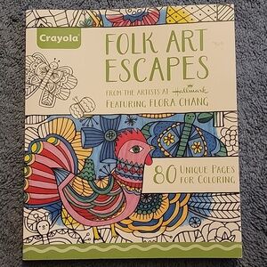 Crayola Folk Art Escapes Adult Coloring book. 80 pages.
